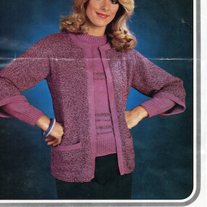 vintage womens cardigan sweater knitting pattern pdf ladies edge to edge jacket jumper 32-42&quot; DK light worsted 8ply pdf instant download