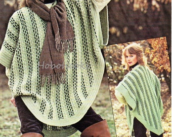 Woven Crochet Poncho Pattern - Ladies DK (PDF Download)