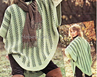 CROCHET ladies woven crochet poncho - DK - Crochet Pattern - PDF instant download