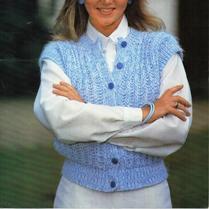 womens waistcoat vest knitting pattern PDF ladies chunky sleeveless cardigan 30-40inch DDK  chunky bulky pdf instant download