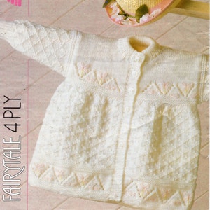 baby 4ply matinee jacket knitting pattern PDF embroidered cardigan matinee coat baby girls 16-20&quot; 4ply fingering pdf instant download