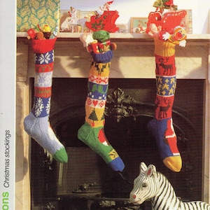 Christmas stocking knitting pattern pdf 3 styles with charts  DK light worsted 8ply pdf instant download