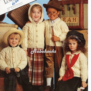 baby / childrens aran cardigans knitting pattern 20-28 inch Aran childrens knitting pattern PDF instant download