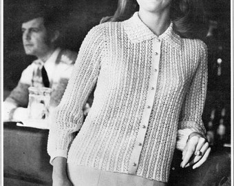 Vintage Lacy Crochet Blouse Pattern, 34-38 inch (PDF Download)