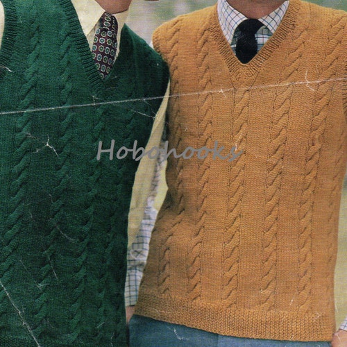 Mens Cricket Sweater & Slipover Knitting Pattern Pdf Cable - Etsy UK