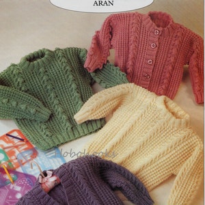 Baby Knitting Pattern Childs Knitting Pattern aran jumper aran sweater aran cardigans 20-26inches ARAN knitting pattern PDF instant download