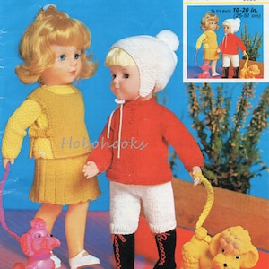 dolls clothes knitting pattern pdf dolls outfits skirt sweater jacket hat vest pants 10 16 20 inch doll 4Ply fingering PDF instant download