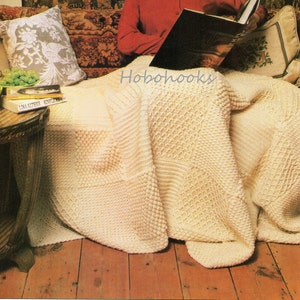 CROCHET aran style afghan blanket Crochet throw Crochet blanket - 143 cm by 191cm - Aran yarn - Crochet Pattern - PDF instant download