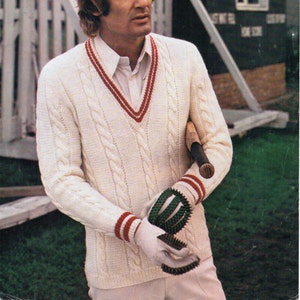 Mens Cricket Sweater Knitting Pattern 