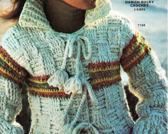 Womens Crochet Pattern Womens Crochet Jacket Chunky Crochet Jacket Crochet Coat Crochet Cardigan 34-42inch Chunky/Bulky PDF Instant Download