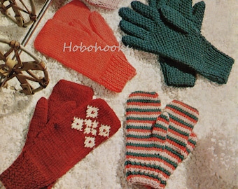 womens mens adult gloves knitting pattern pdf download mittens mitts fingerless 2 Needles small med large DK  pdf instant download