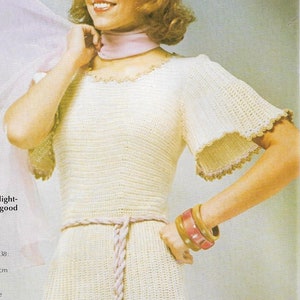 vintage womens crochet dress crochet pattern pdf ladies 1970s crochet dress 34-40 inch bust 4ply fingering pdf instant download