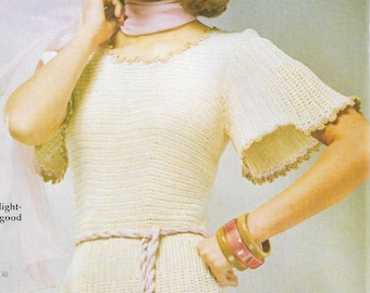 Vintage 1970s Crochet Dress Pattern (34-40 Bust) (PDF Download)