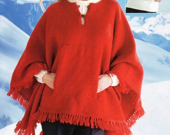 Aran Poncho Knitting Pattern, UK Terms (PDF Download)