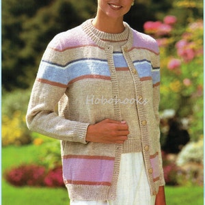 womens sweater cardigan twin set knitting pattern pdf ladies twinset striped jumper jacket 30-42" DK light worsted 8ply pdf instant download