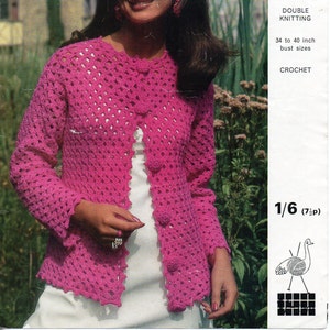 womens crochet jacket crochet pattern pdf ladies crochet cardigan lacy crochet 34-40 inch DK light worsted 8ply pdf instant download