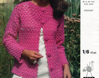 womens crochet jacket crochet pattern pdf ladies crochet cardigan lacy crochet 34-40 inch DK light worsted 8ply pdf instant download