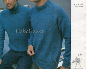 Mens Knitting Pattern , mens sweater pattern , mens jumper pattern, pullover,crew neck ,polo neck, 34 - 44 inches- DK - PDF instant download