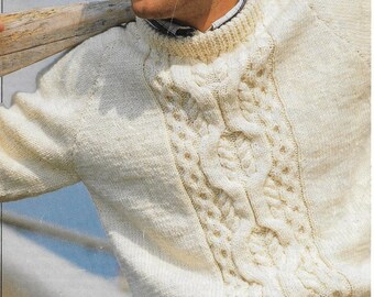 Mens Cable Knit Sweater Pattern, Aran Jumper (PDF Download)