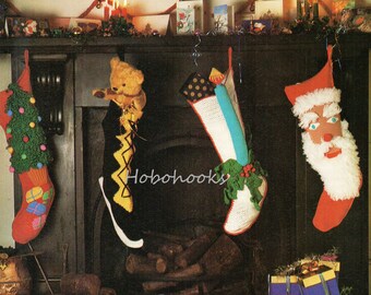 CROCHET Christmas stockings crochet pattern pdf Santa Christmas tree ice skate candle Father Christmas DK PDF instant download