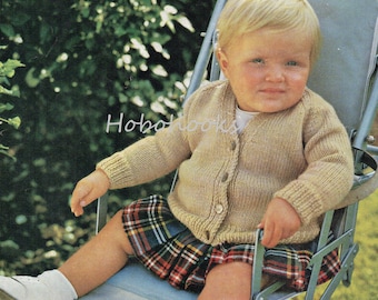 Vintage Baby Cardigan Knitting Pattern, V-Neck Raglan (PDF Download)