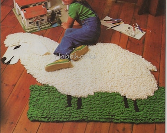 Crochet Sheep Rug Pattern – Chunky Yarn, PDF Download