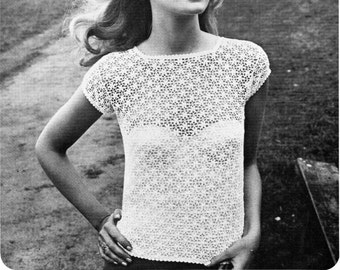 Womens Crochet Top Pattern, Lacy Flower Motif Blouse (PDF Pattern)