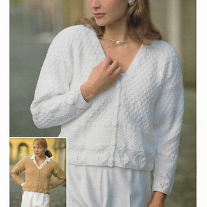womens cardigan knitting pattern pdf ladies v neck jacket 32-40" DK light worsted 8ply pdf instant download