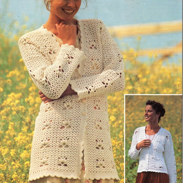 womens crochet cardigan pattern crochet pattern pdf long or short length 37-43" DK light worsted 8ply Pdf Instant Download
