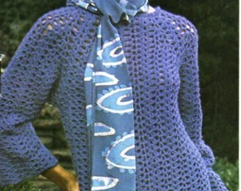 Vintage Crochet Sweater Trouser Suit Pattern, Womens 31-40" (PDF Download)