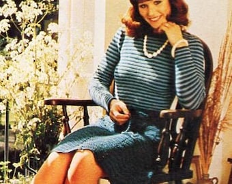 Vintage Crochet Dress Pattern PDF: Ladies Long/Short Sleeve, 32-40" (Instant Download)