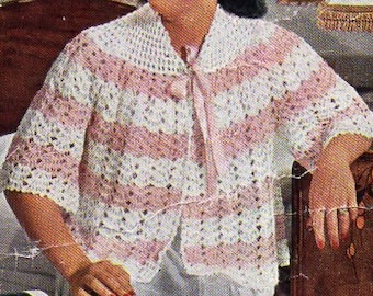 Vintage womens 4ply crochet bed jacket Crochet Pattern PDF ladies crochet bedjacket 4 ply PDF instant download