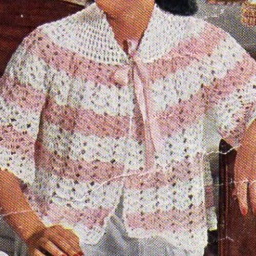 Vintage Womens 4ply Crochet Bed Jacket Crochet Pattern PDF Etsy UK