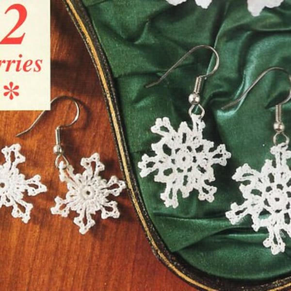 crochet snowflake earrings crochet pattern pdf crochet Christmas earrings thread crochet cotton pdf instant download
