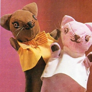 vintage glove puppet sewing pattern pdf graph pattern dog cat hand puppets pdf instant download