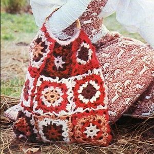 vintage crochet bag crochet pattern pdf granny squares bag crochet motif bag 18x18&quot; aran worsted 10ply pdf instant download