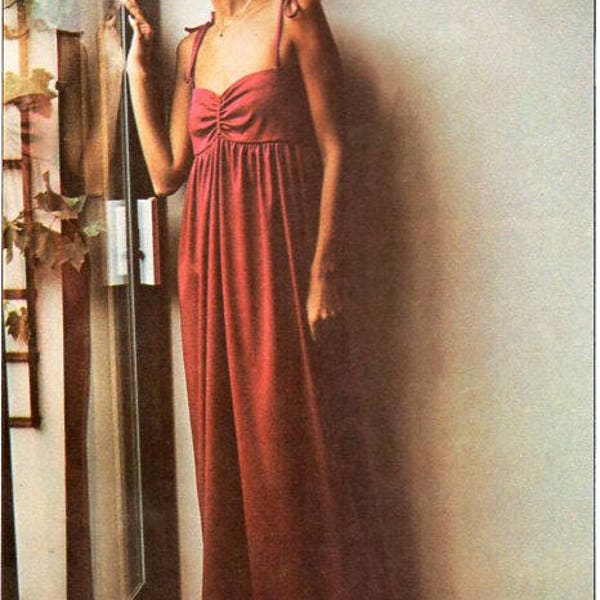 womens long dress sewing pattern PDF chart / diagram instructions to make 1970s ladies maxi dress 2 styles size 10-14 pdf instant download