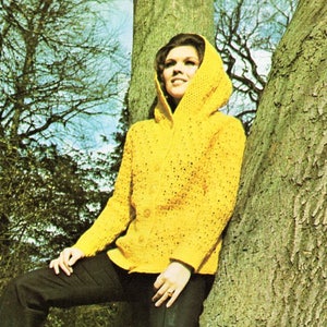 vintage womens crochet jacket crochet pattern pdf ladies hooded cardigan  33-39&quot; DK light worsted 8ply pdf instant download