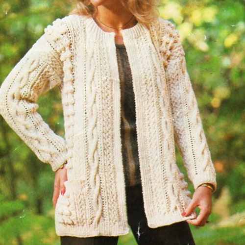 Vintage Womens Aran Jacket Knitting Pattern Pdf Ladies Edge to - Etsy UK