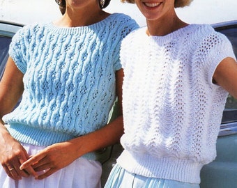 womens top knitting pattern pdf DK ladies lacy sleeveless sweater summer top larger sizes 36-47 inch DK light worsted 8ply Instant Download