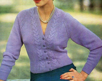 ladies sweater knitting pattern pdf download vintage 50s | Etsy