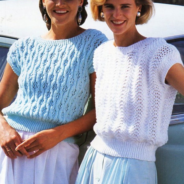 womens top knitting pattern pdf DK ladies lacy sleeveless sweater summer top larger sizes 36-47 inch DK light worsted 8ply Instant Download