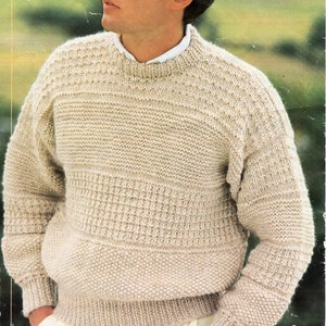 Mens Chunky Sweater Knitting Pattern Pdf Mens Crew Neck Jumper 34 44 Chunky Bulky 12ply Pdf Instant Download Etsy New Zealand