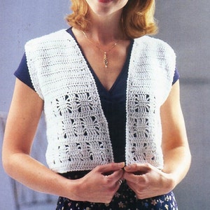womens crochet waistcoat crochet pattern pdf ladies waistcoat bolero 34-41 inch DK worsted 8ply Instant download