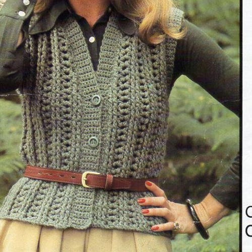 Vintage Womens Crochet Waistcoat 