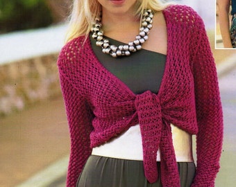 Lacy Bolero Knitting Pattern PDF, Plus Size Shrug Cardigan (32-54")
