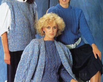 Vintage Cable Knit Sweater Cardigan & Top Pattern (PDF Download)