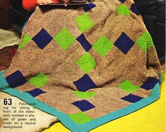 Vintage Granny Square Crochet Afghan Pattern: 44" Blanket (PDF Pattern)