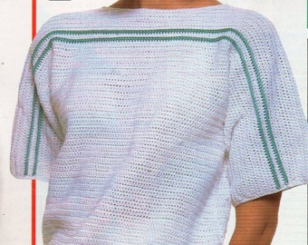 Womens Crochet Top Pattern, 4ply Cotton Sweater (PDF Pattern)