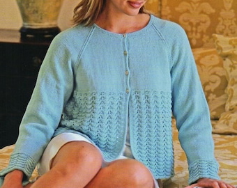 womens bed jacket knitting pattern pdf ladies bedjacket bed socks round or v neck larger sizes 32-54" 4ply fingering pdf instant download